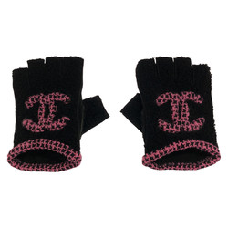 CHANEL Gloves Clothing Suede Women's Black