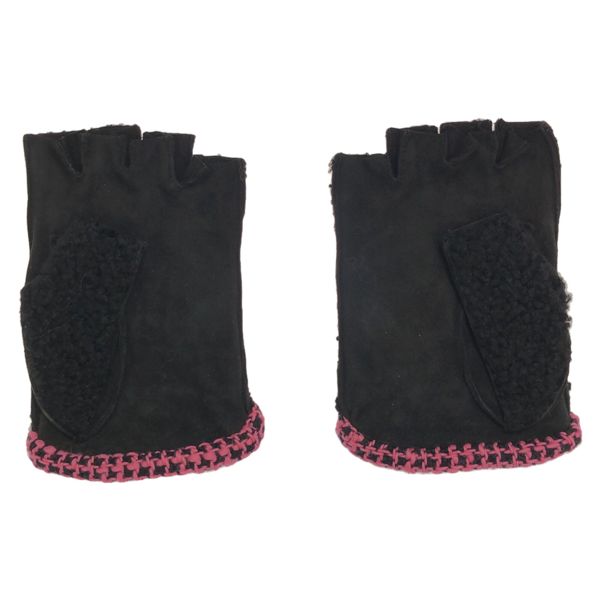 CHANEL Gloves Clothing Suede Women's Black