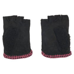 CHANEL Gloves Clothing Suede Women's Black