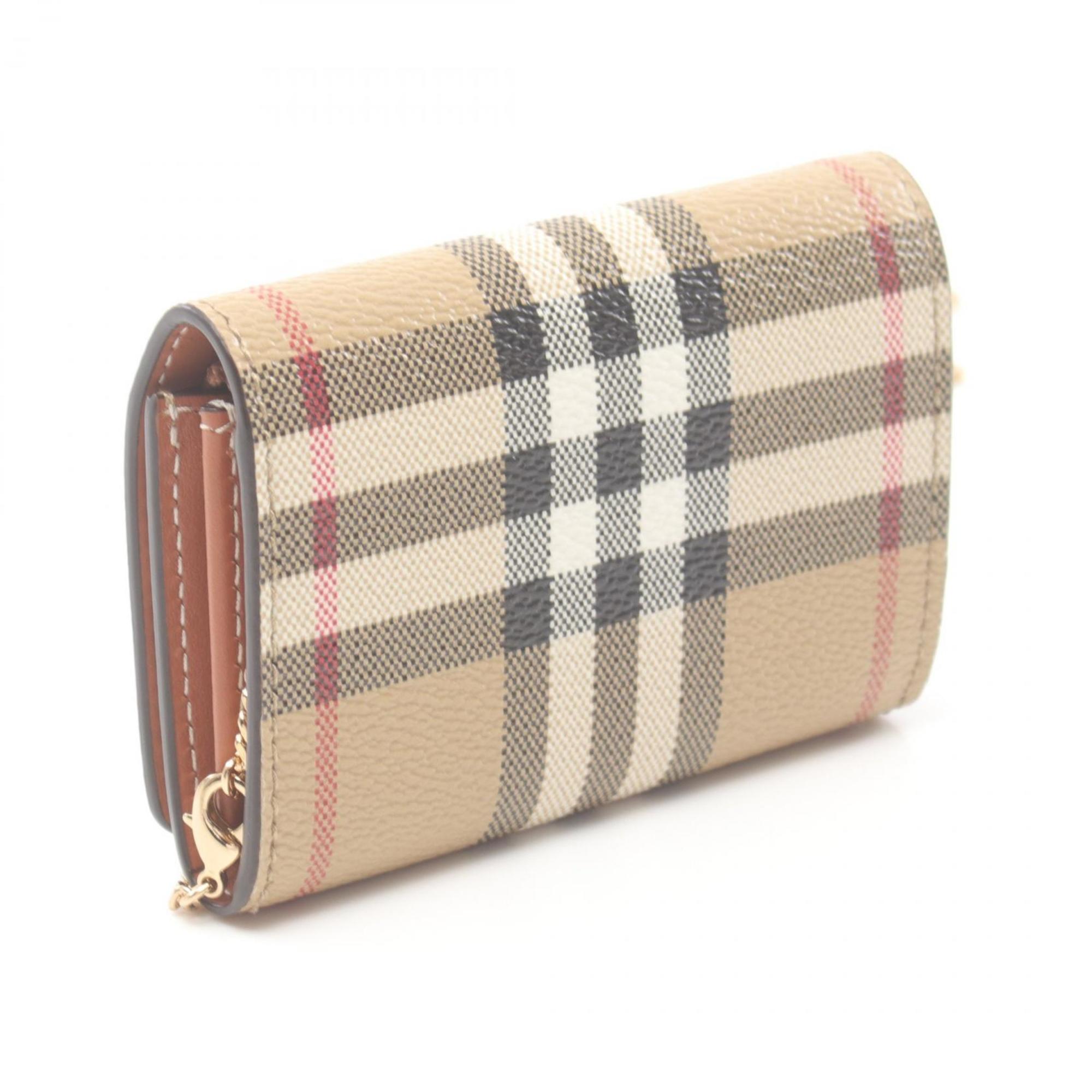 Burberry Check Wallet/Coin Case Wallet Coated Canvas Women's Beige Multicolor 8066057