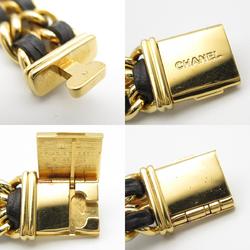 CHANEL Premiere M Watch GP (Gold Plated) Leather Strap Women's Black H0001