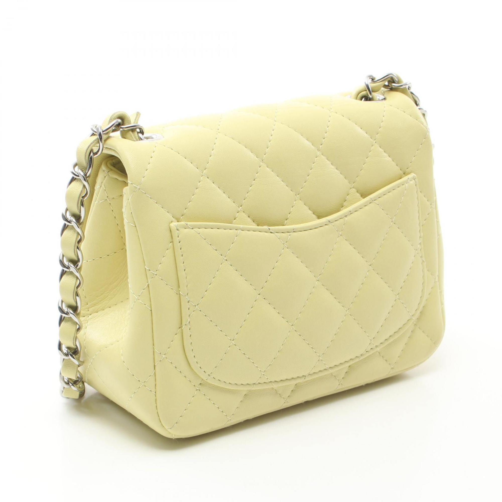 CHANEL Matelasse Shoulder Bag, Lambskin, Women's, Yellow, A35200