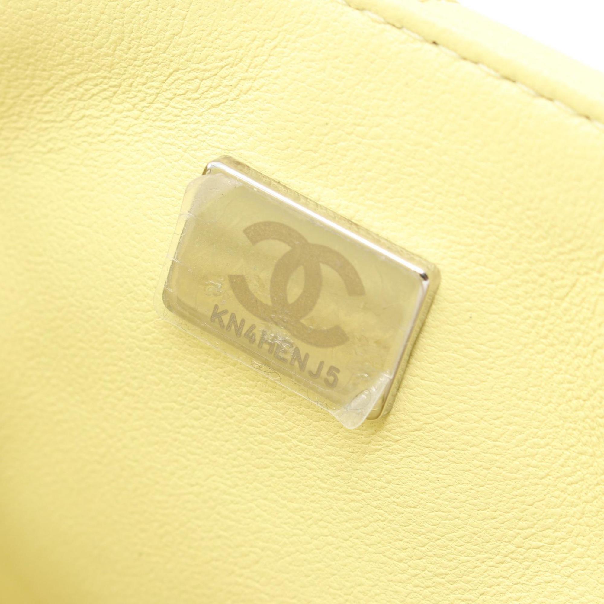 CHANEL Matelasse Shoulder Bag, Lambskin, Women's, Yellow, A35200