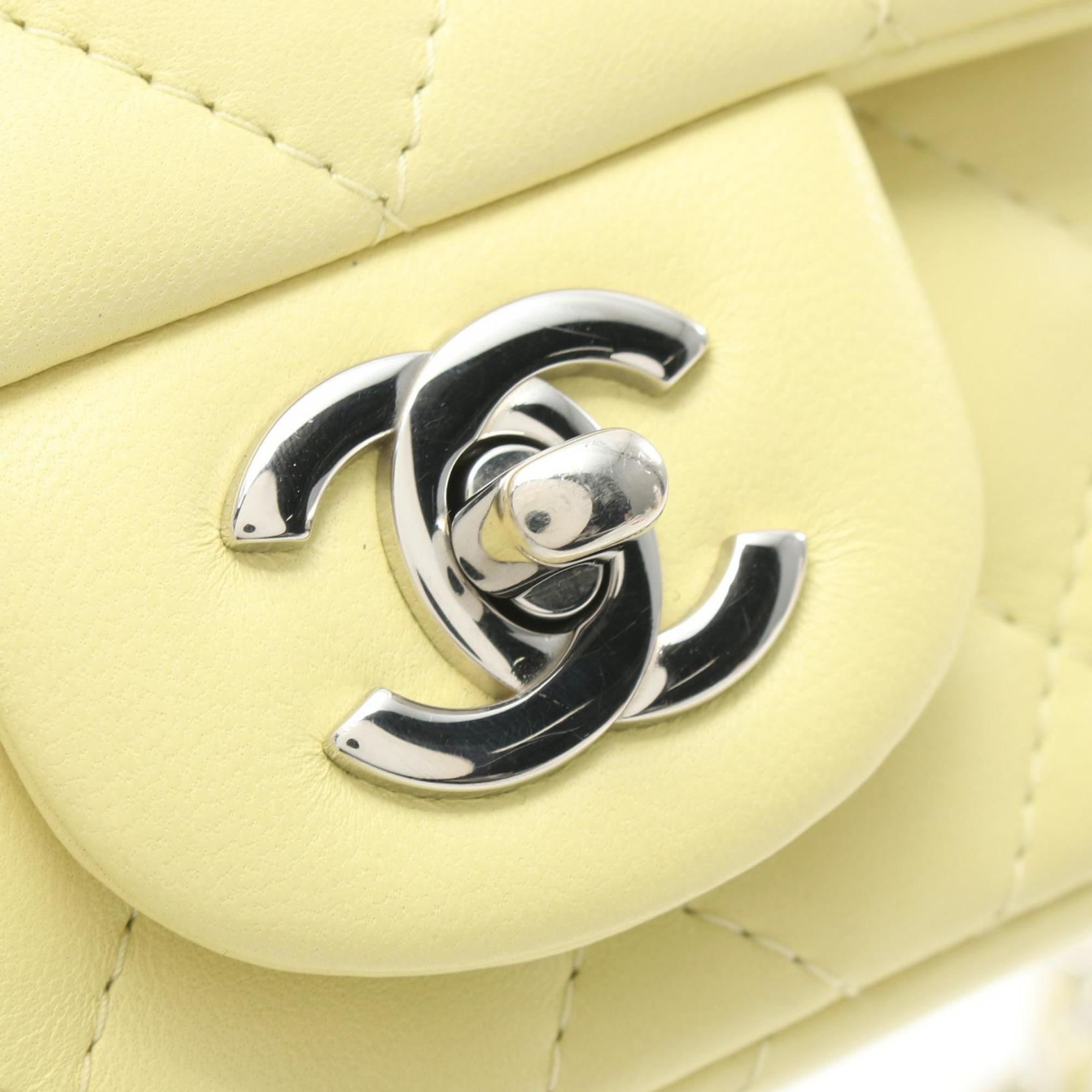 CHANEL Matelasse Shoulder Bag, Lambskin, Women's, Yellow, A35200