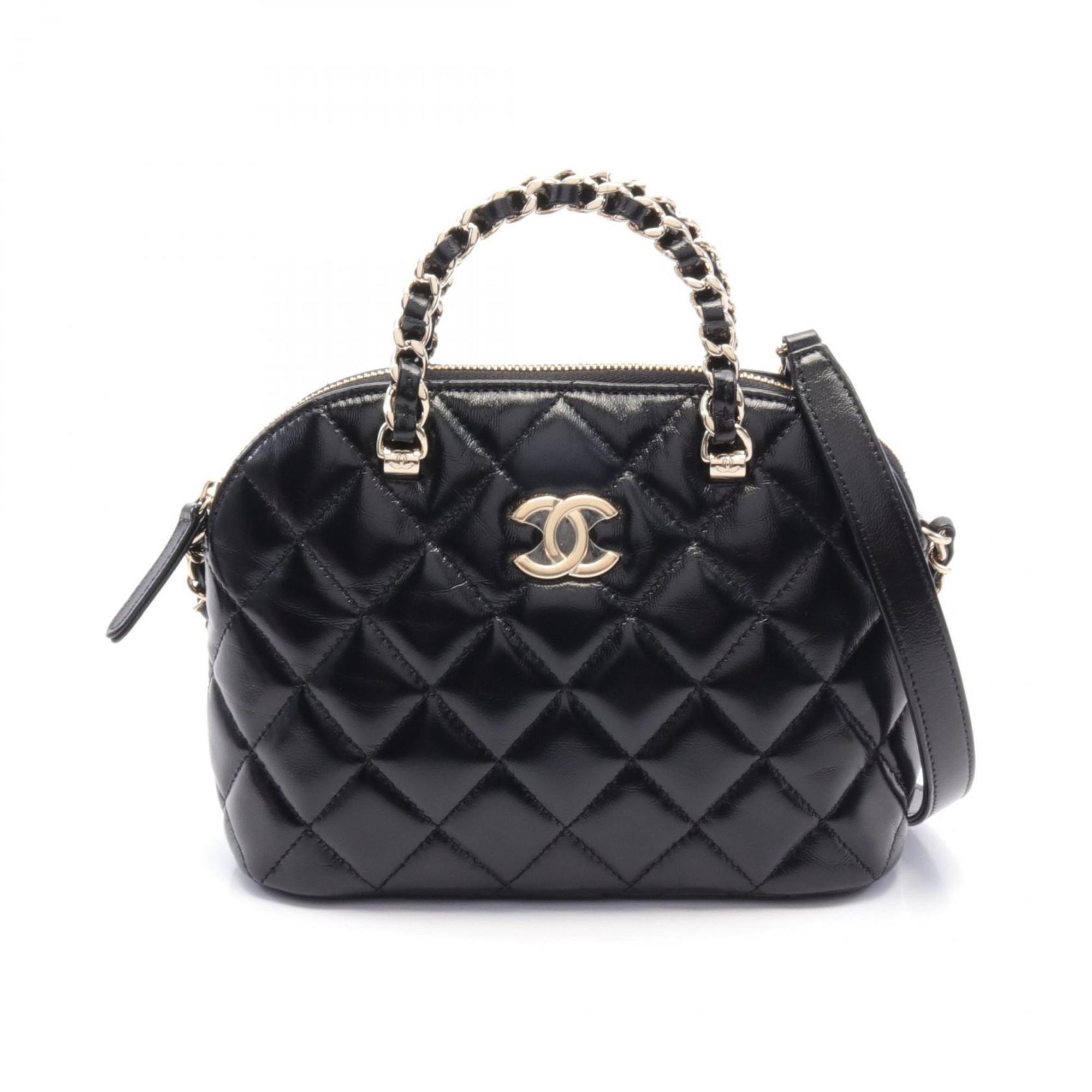 CHANEL Matelasse Shoulder Bag Leather Women's Black AS5130