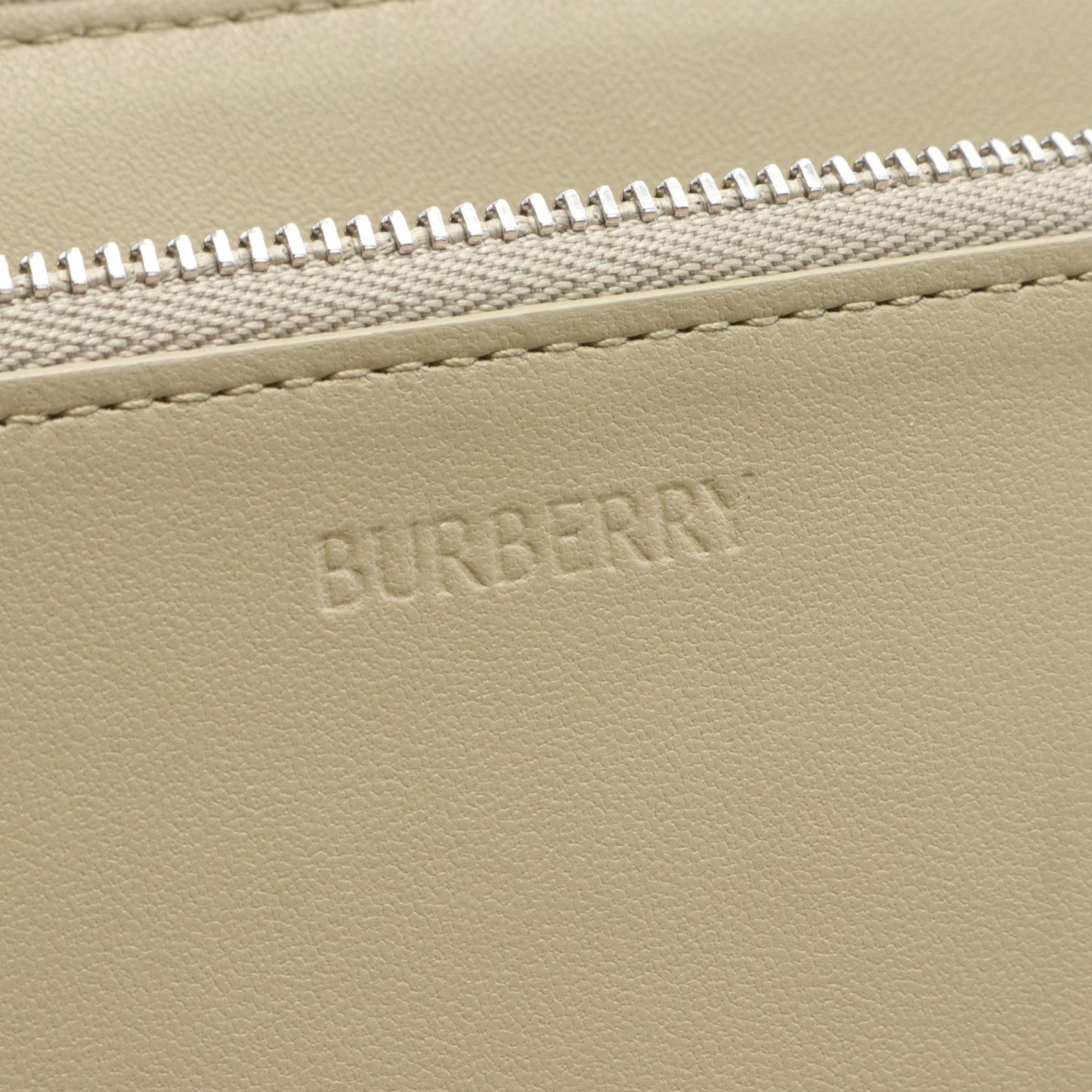 Burberry Round Long Wallet Canvas Men's Beige Black Multicolor 8087323