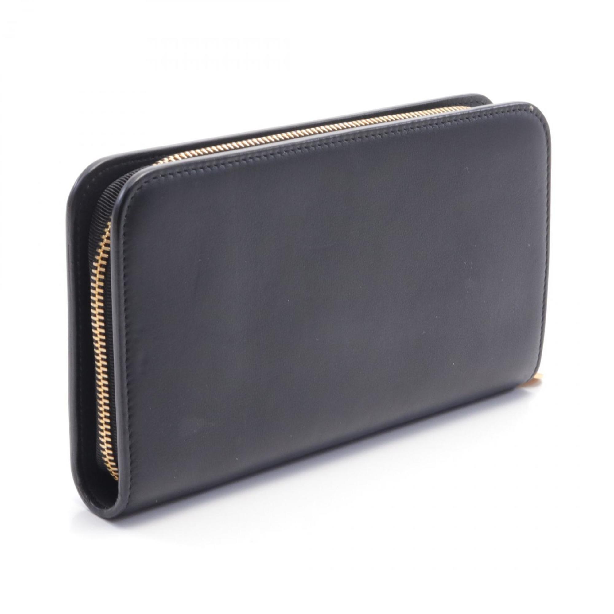 Tiffany & Co. Round Long Wallet Leather Women's Black