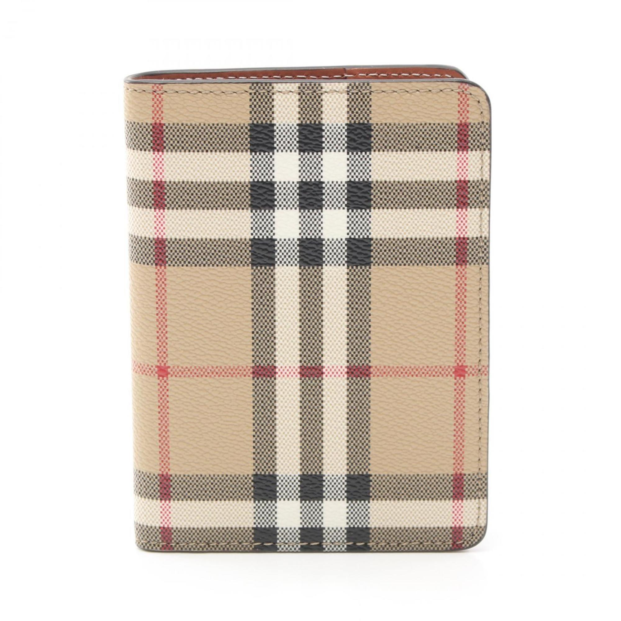 Burberry Archive Check Business Card Holder/Card Case Coated Canvas Women's Beige Multicolor 8073975