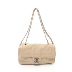 CHANEL Matelasse Shoulder Bag, Leather, Women's, Beige