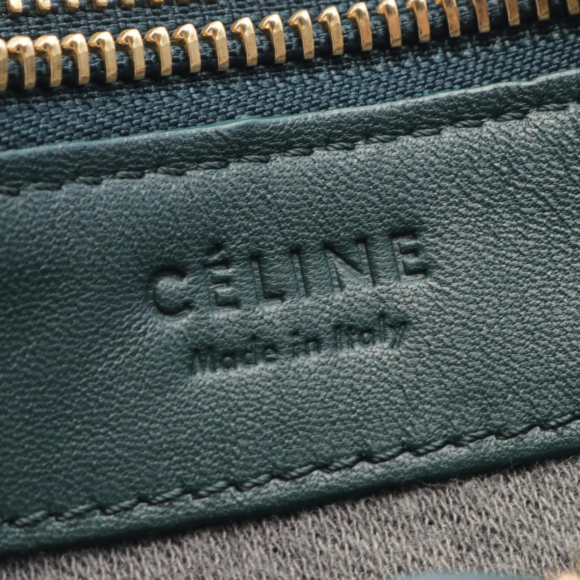 CELINE TRIO SMALL Trio Small Shoulder Bag Leather Women's Green 165113