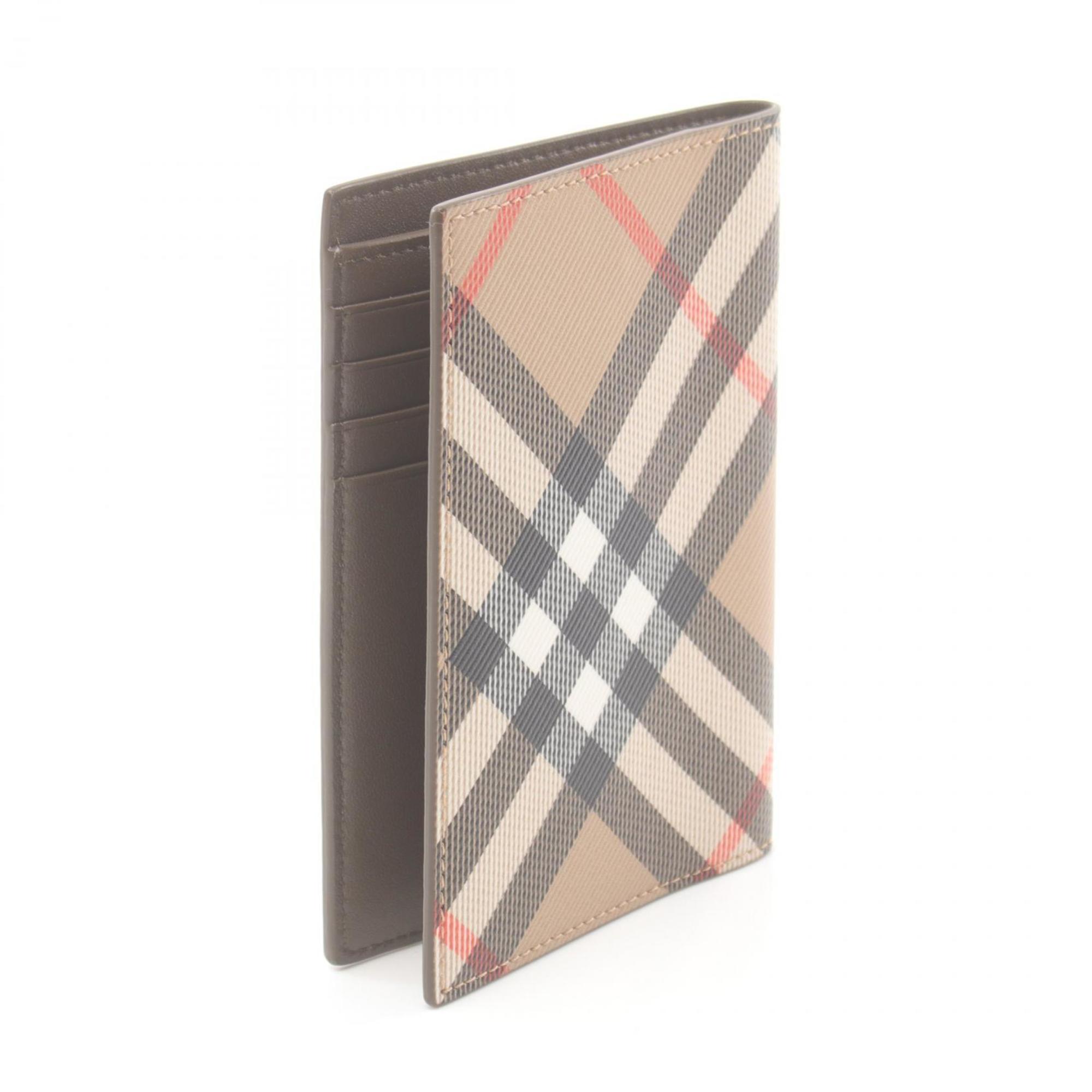 Burberry Check Business Card Holder/Card Case Coated Canvas Men's Women's Beige Multicolor 8091916