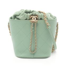 CHANEL Matelasse Shoulder Bag Leather Women's Green AS2284