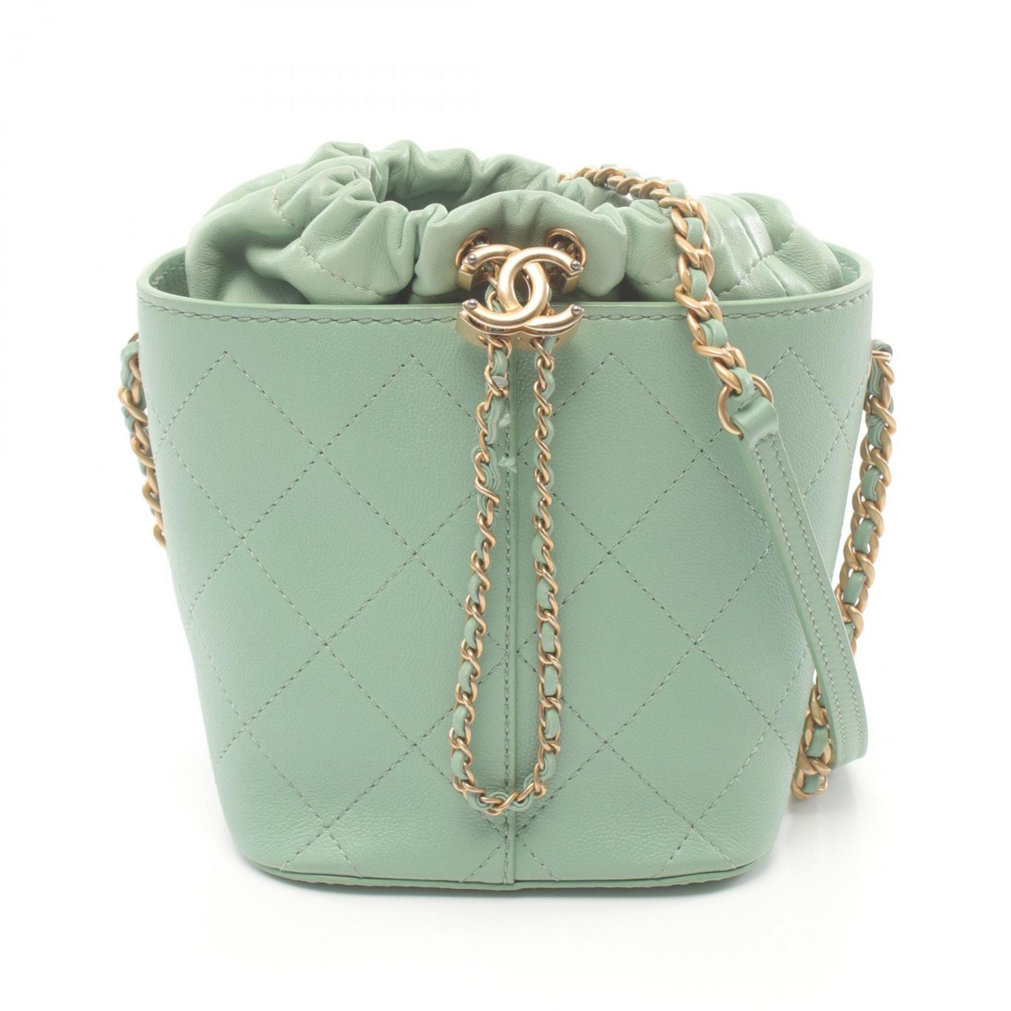 CHANEL Matelasse Shoulder Bag Leather Women's Green AS2284