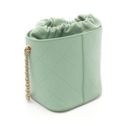 CHANEL Matelasse Shoulder Bag Leather Women's Green AS2284