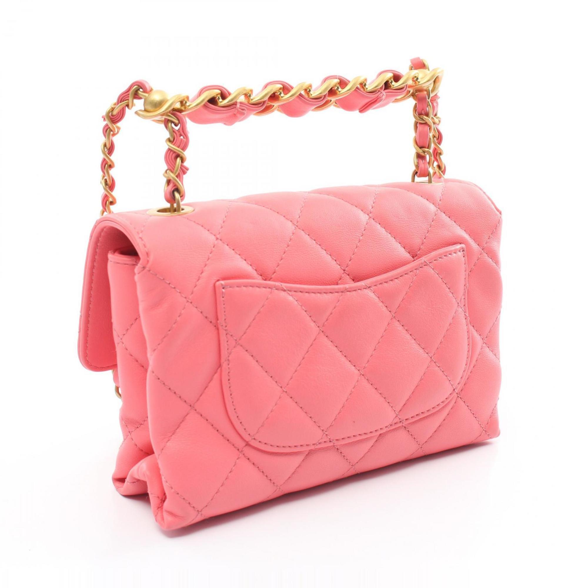 CHANEL Matelasse Shoulder Bag, Lambskin, Women's, Pink