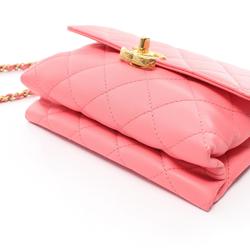 CHANEL Matelasse Shoulder Bag, Lambskin, Women's, Pink