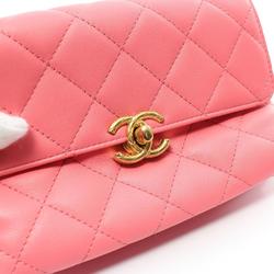 CHANEL Matelasse Shoulder Bag, Lambskin, Women's, Pink