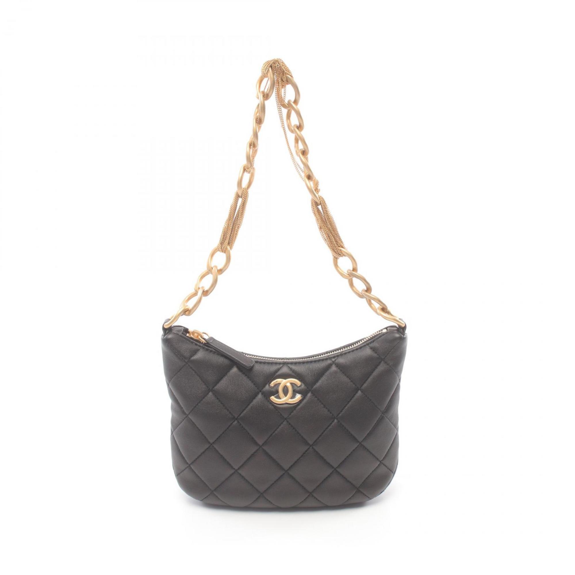 CHANEL Matelasse Shoulder Bag, Lambskin, Women's, Black, AS4220