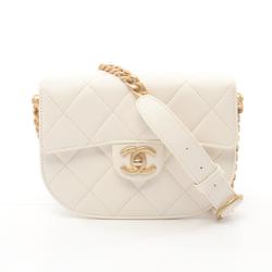 CHANEL Matelasse Shoulder Bag Caviar Skin (Grained Calf) Women's White