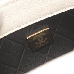 CHANEL Matelasse Shoulder Bag Caviar Skin (Grained Calf) Women's White