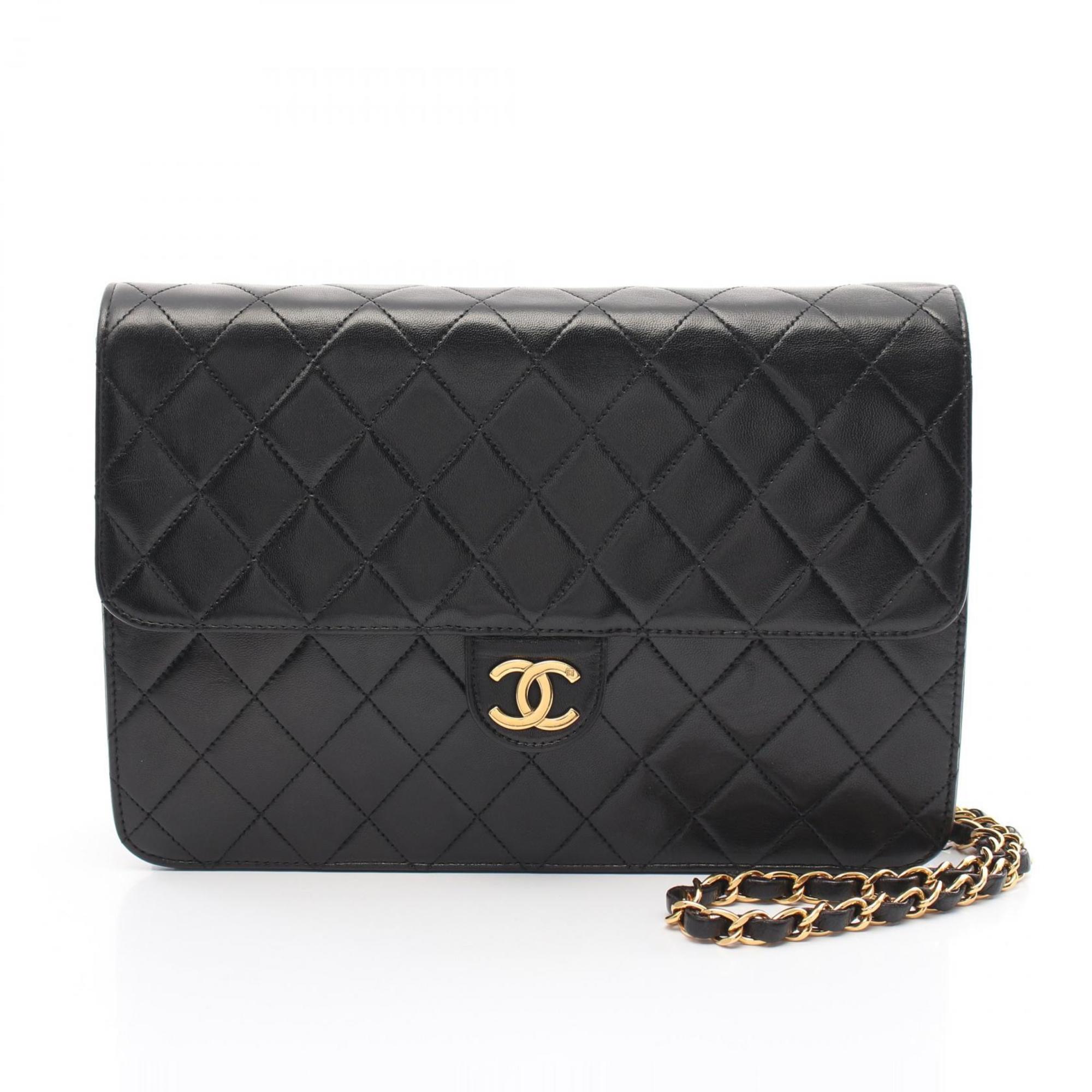 CHANEL Matelasse Shoulder Bag, Lambskin, Women's, Black