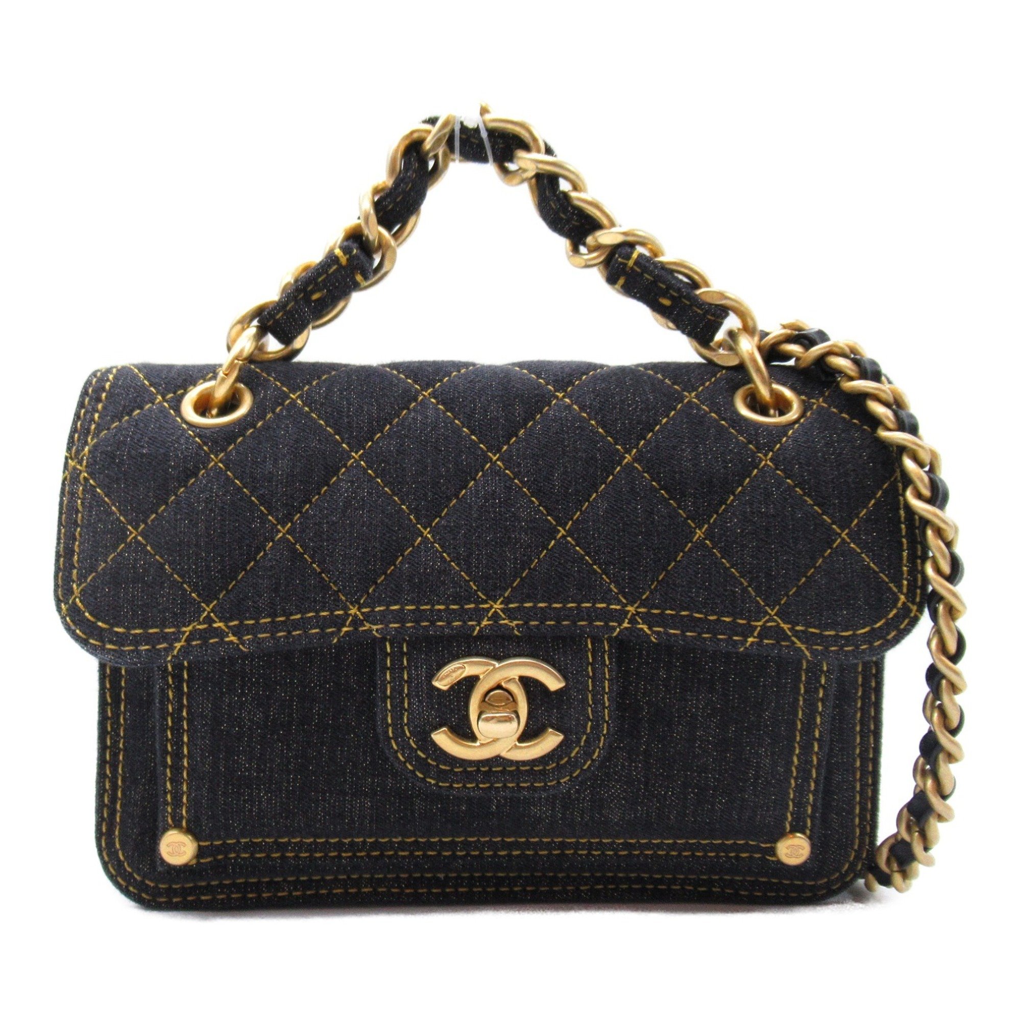 Chanel CHANEL Chain Shoulder Bag Denim Women's Black AS4051