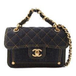 Chanel CHANEL Chain Shoulder Bag Denim Women's Black AS4051