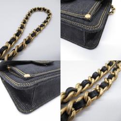 Chanel CHANEL Chain Shoulder Bag Denim Women's Black AS4051