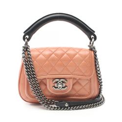 CHANEL Shoulder Bag Leather Women's Brown Black