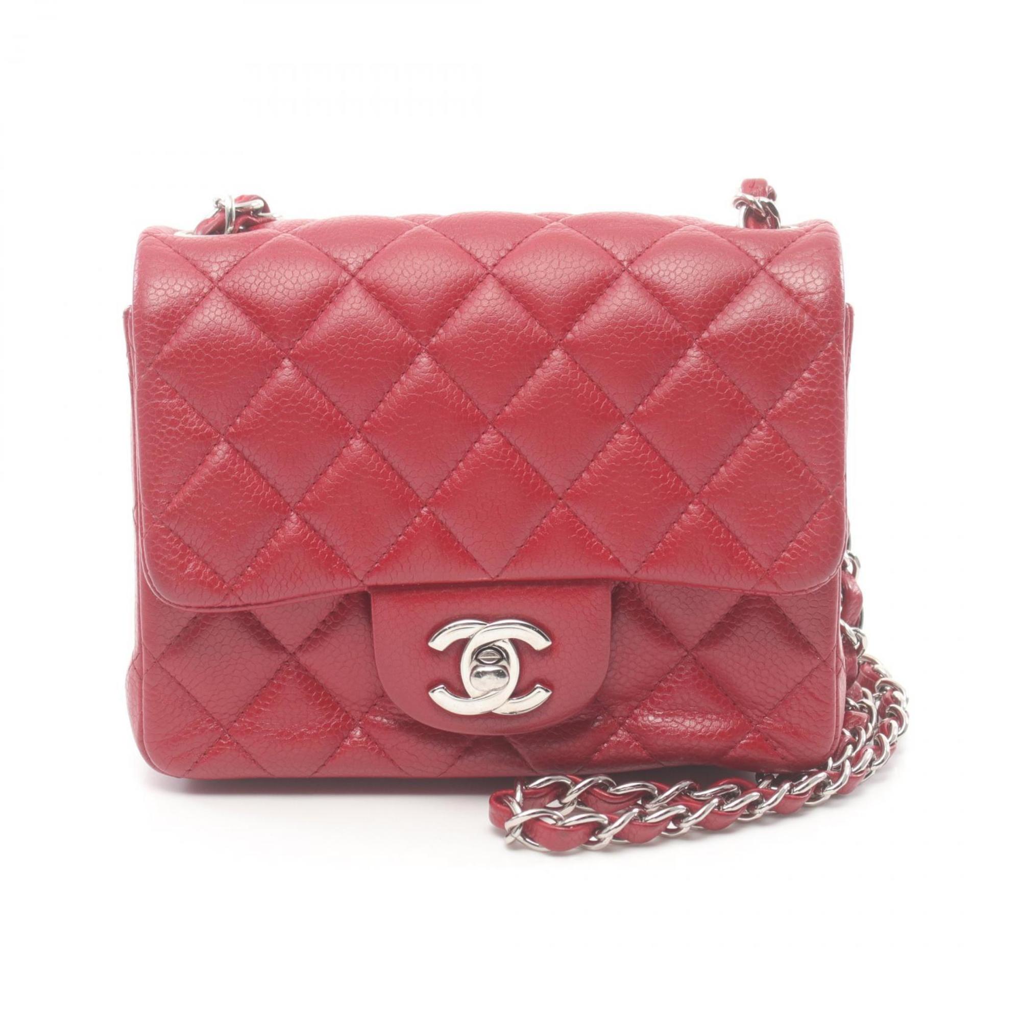 CHANEL Matelasse Shoulder Bag Leather Women's Red