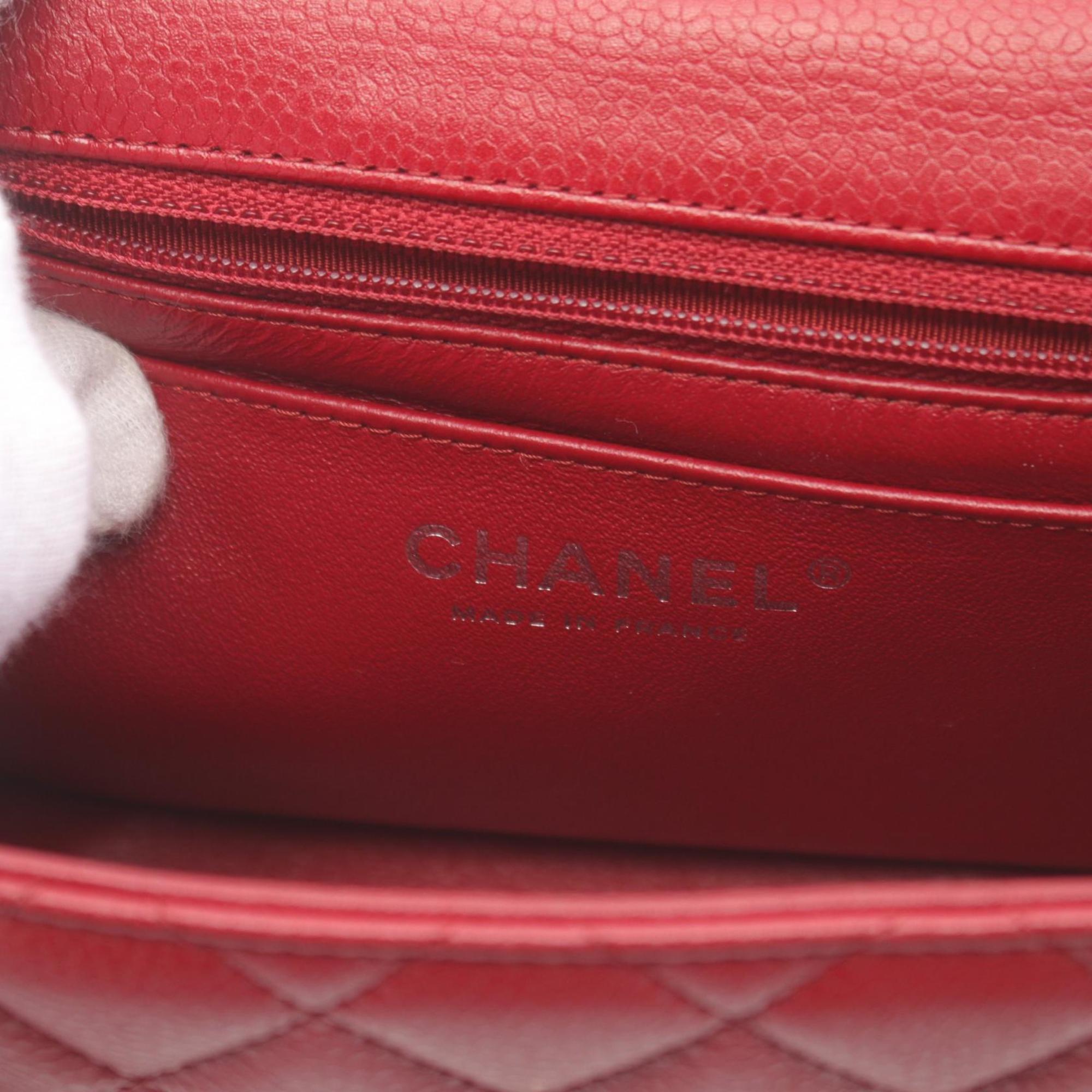 CHANEL Matelasse Shoulder Bag Leather Women's Red