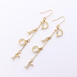 Christian Dior Dior Earrings GP (Gold Plated) Rhinestones Women's Gold Clear