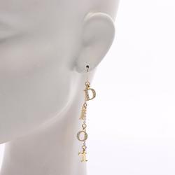 Christian Dior Dior Earrings GP (Gold Plated) Rhinestones Women's Gold Clear