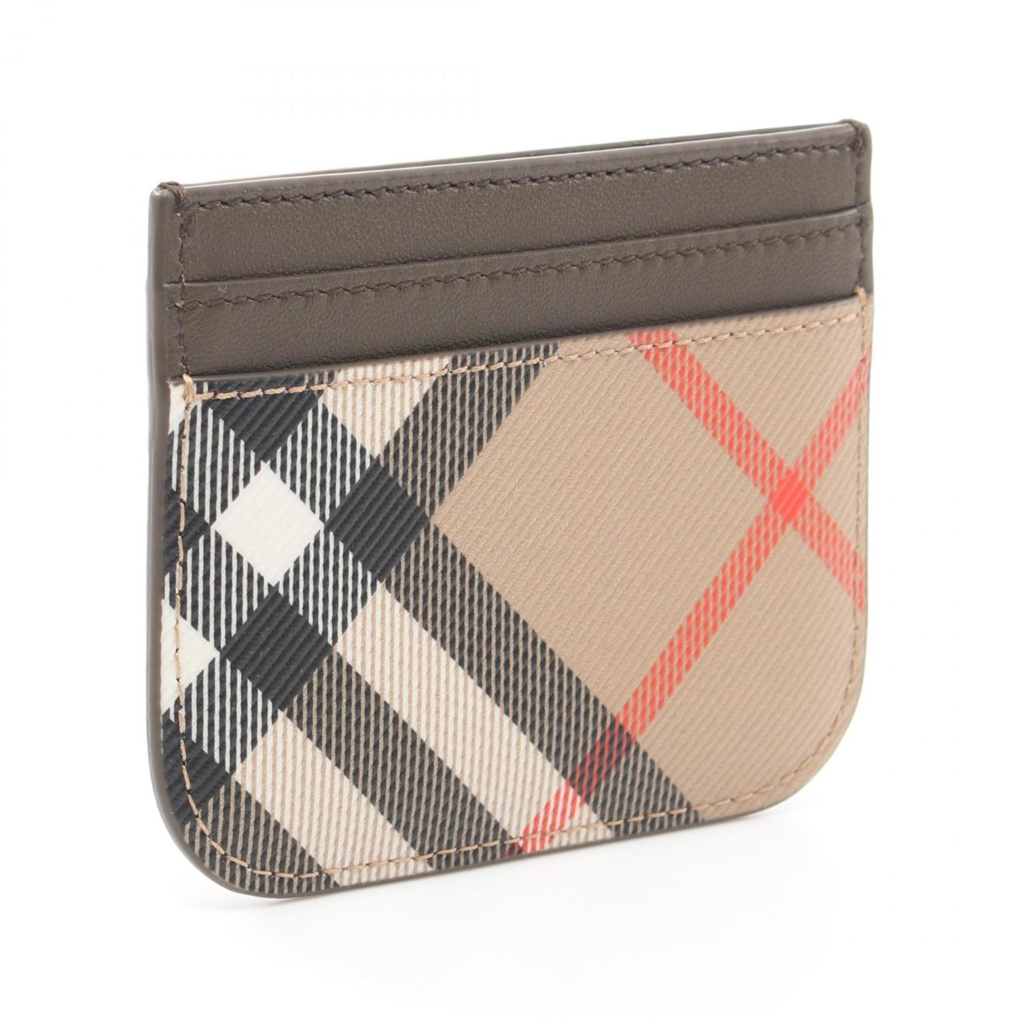 Burberry Check Business Card Holder/Card Case Coated Canvas Leather Women's Beige Brown Multicolor 8092722