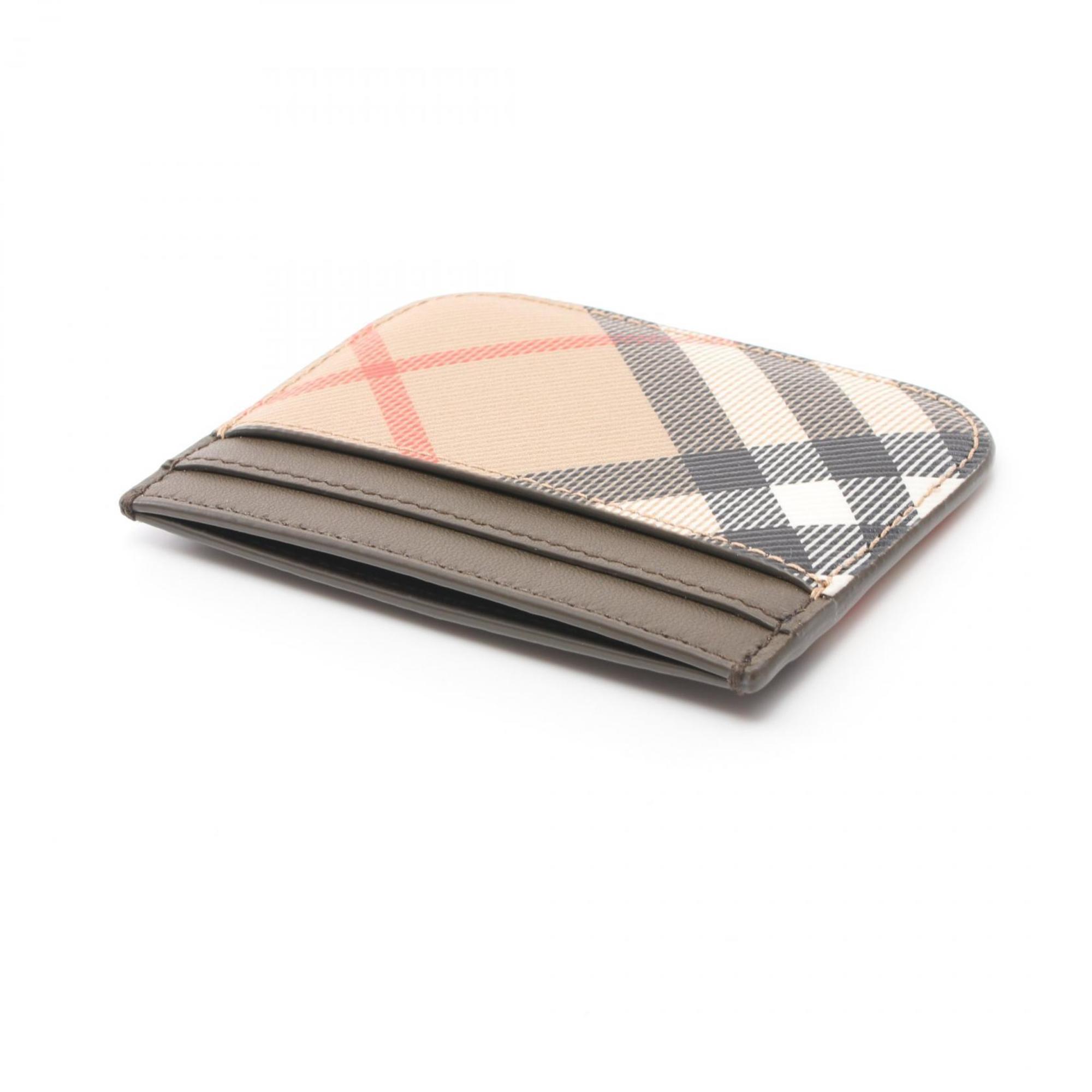 Burberry Check Business Card Holder/Card Case Coated Canvas Leather Women's Beige Brown Multicolor 8092722