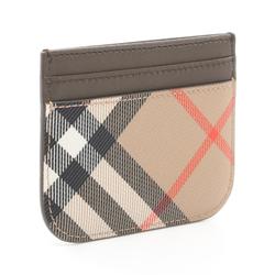 Burberry Check Business Card Holder/Card Case Coated Canvas Leather Women's Beige Brown Multicolor 8092722