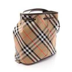 Burberry Check Shoulder Bag Canvas Leather Women's Beige Brown Multicolor 8093869