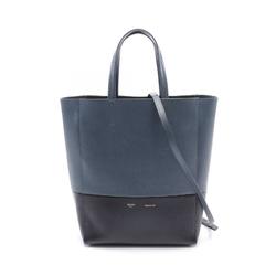 CELINE Vertical Small Cabas Tote Bag Leather Women's Blue Black 176163