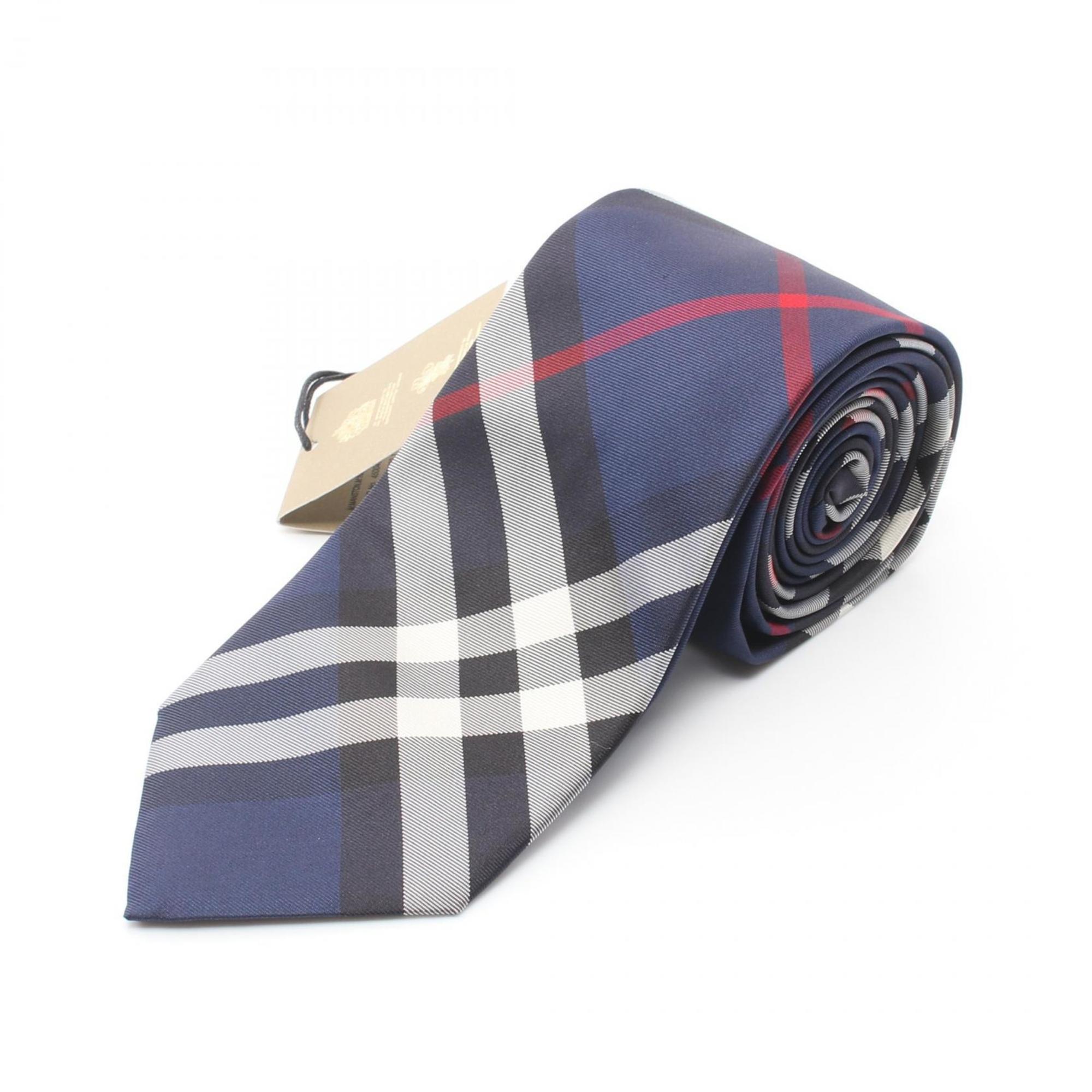 Burberry Check Necktie Clothing Silk Men's Navy Multicolor 8000230