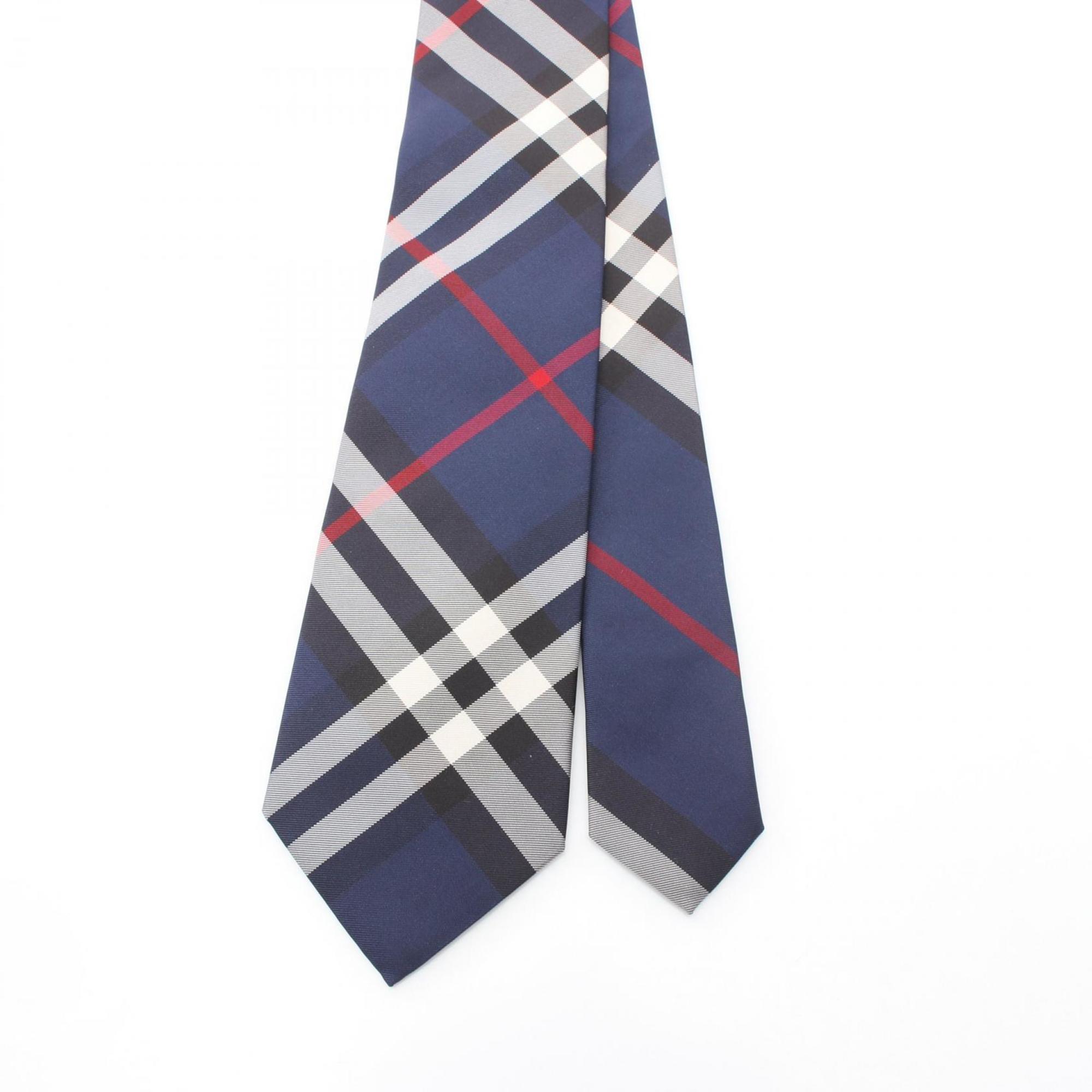 Burberry Check Necktie Clothing Silk Men's Navy Multicolor 8000230