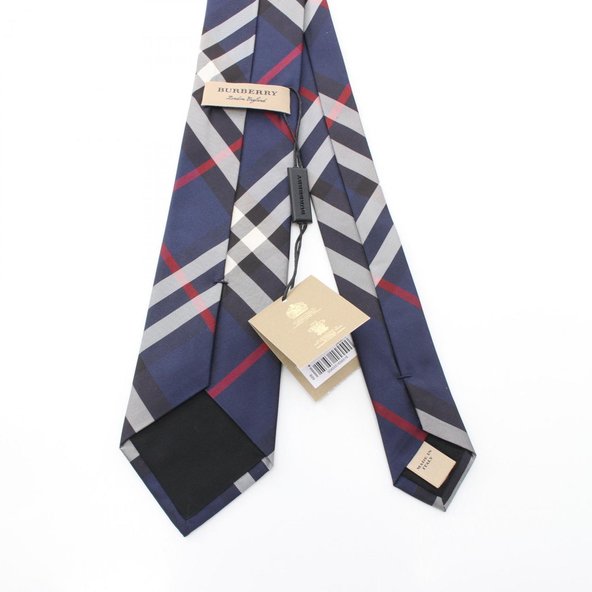 Burberry Check Necktie Clothing Silk Men's Navy Multicolor 8000230