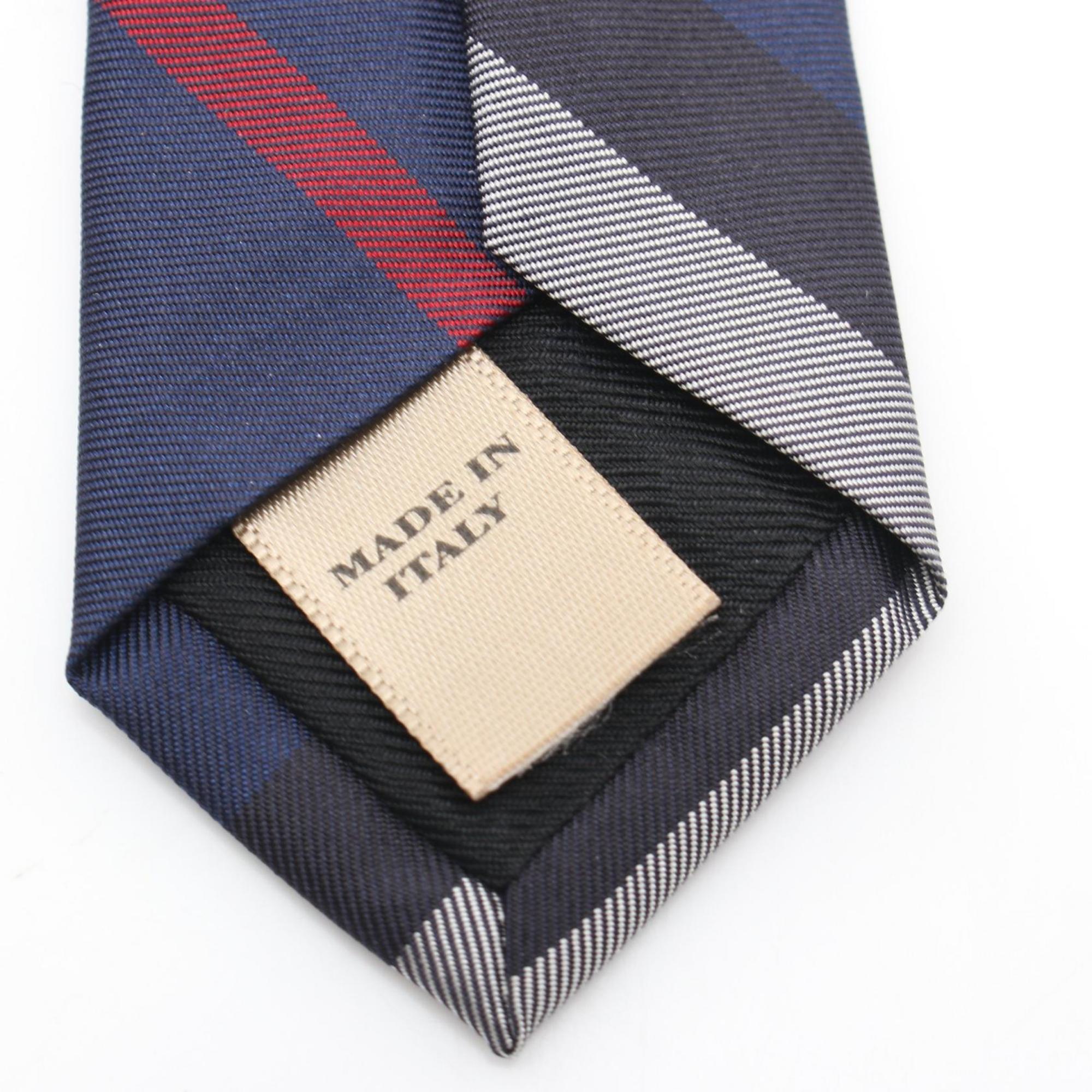 Burberry Check Necktie Clothing Silk Men's Navy Multicolor 8000230