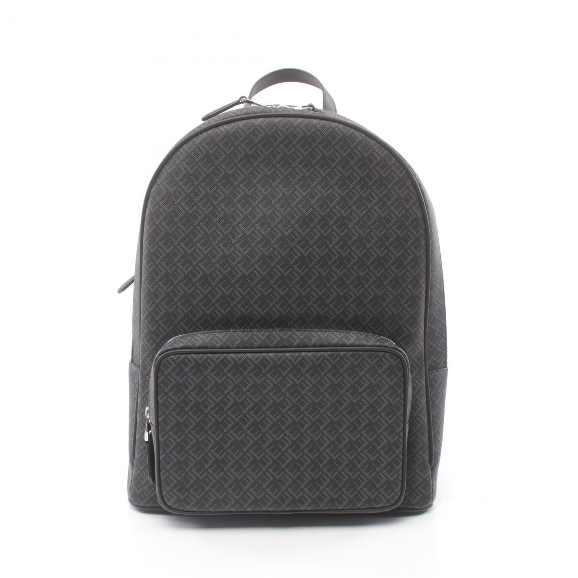 Dunhill Monogram Pattern Rucksack Backpack Bag Coated Canvas Leather Men's Black 24R3721LT001R