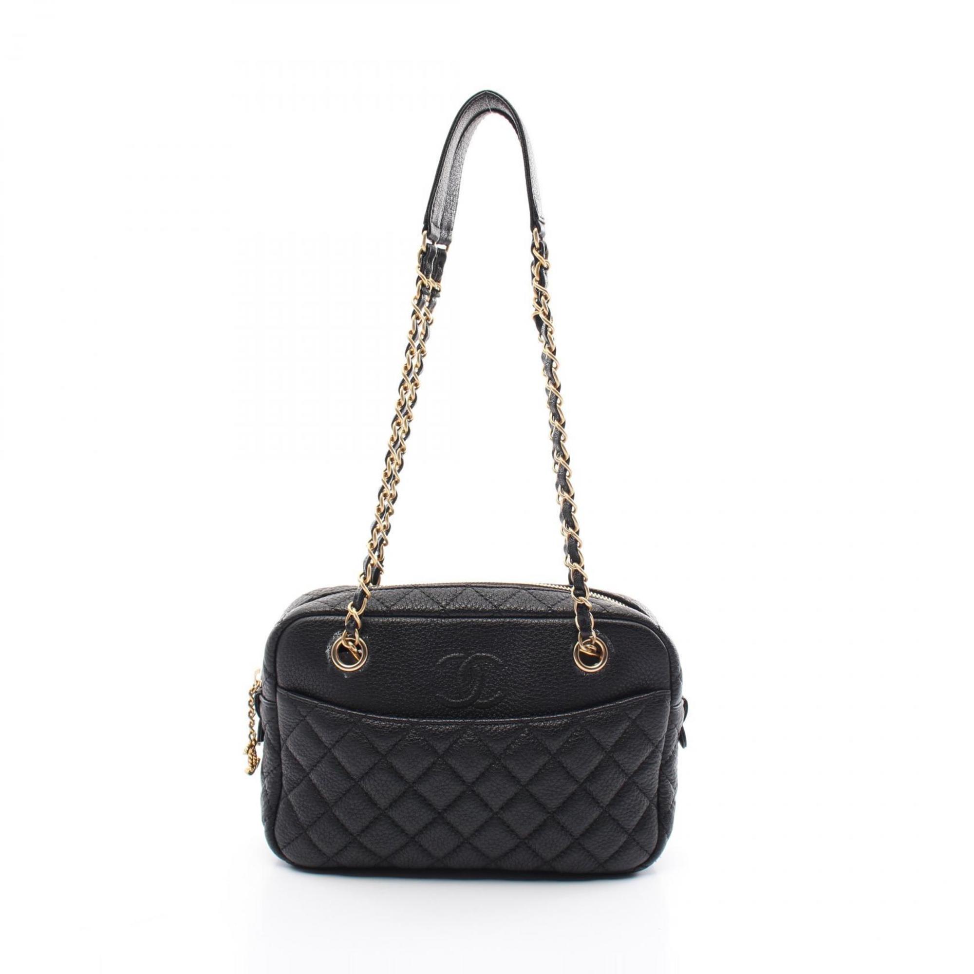 CHANEL Matelasse Shoulder Bag Leather Women's Black