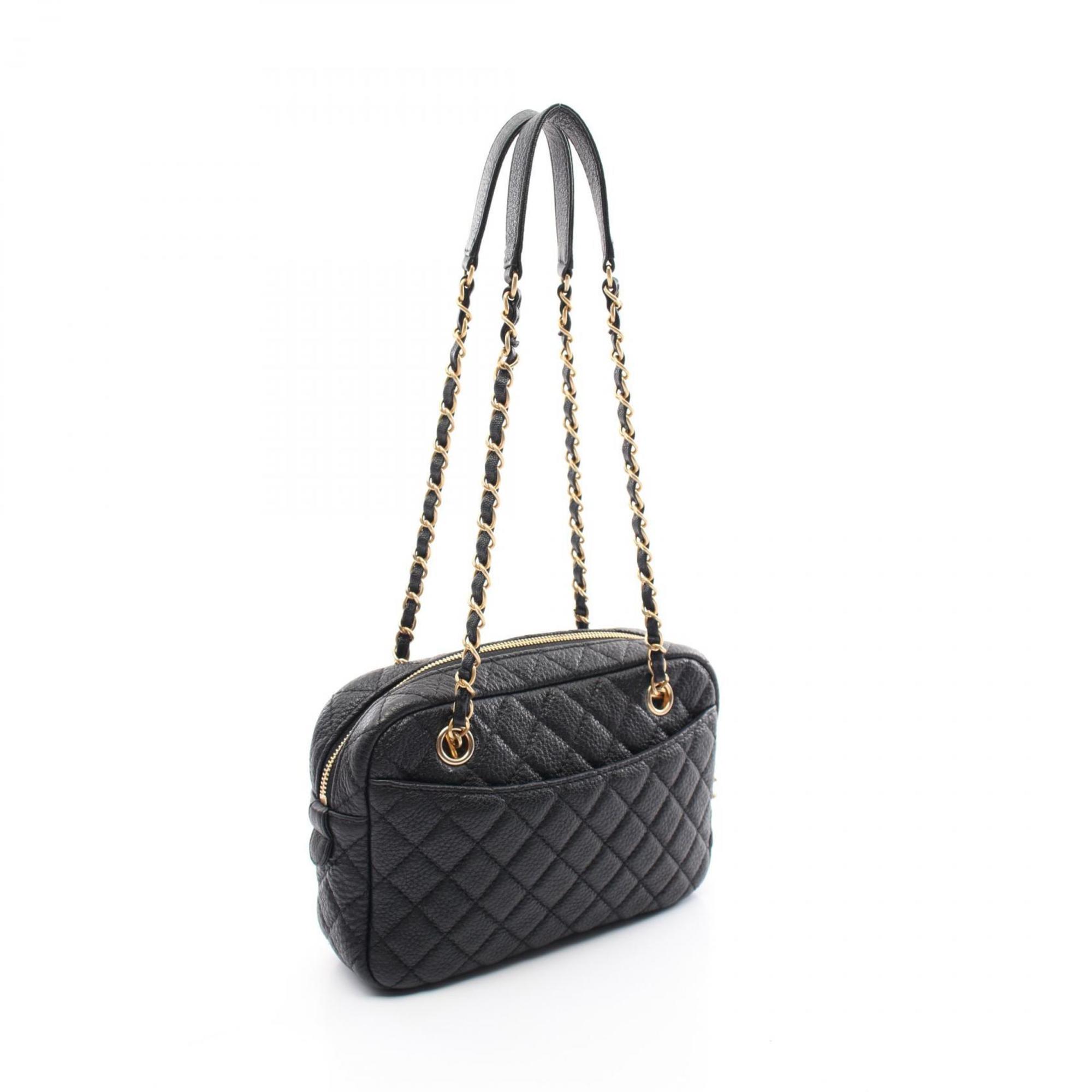 CHANEL Matelasse Shoulder Bag Leather Women's Black