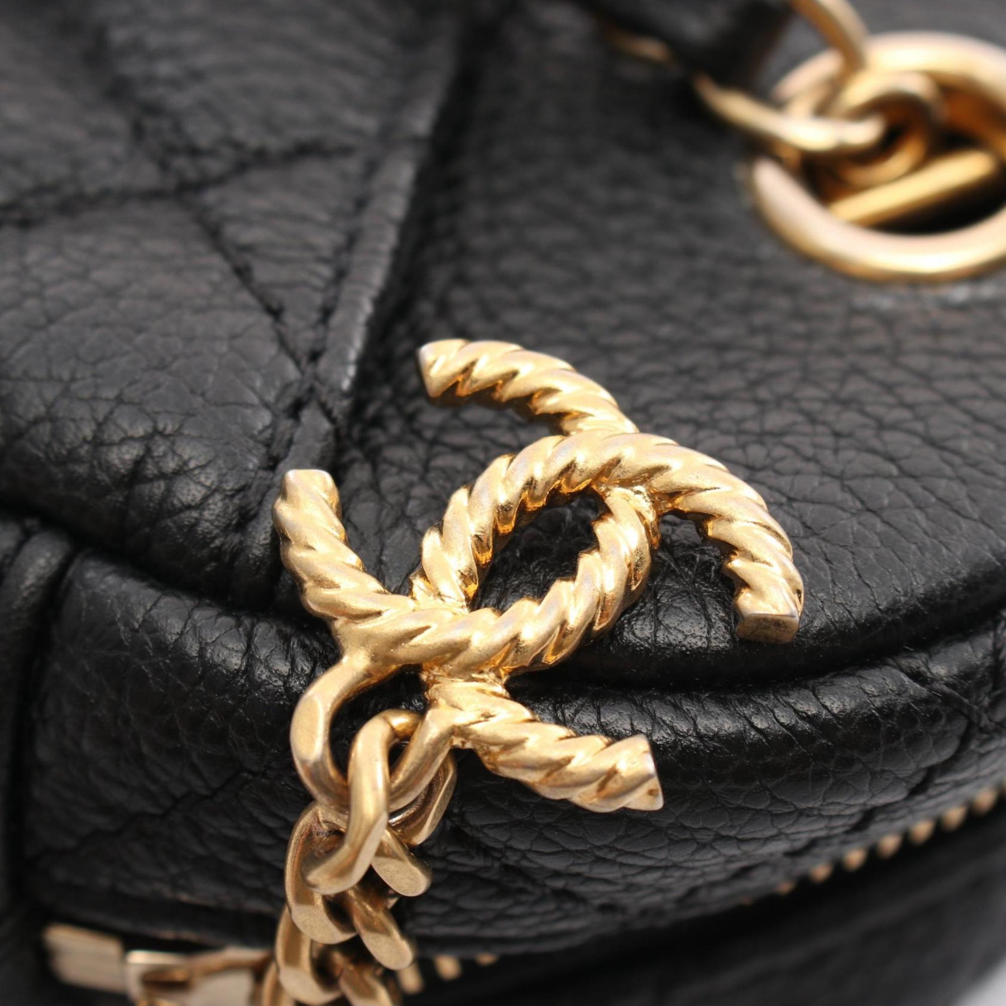 CHANEL Matelasse Shoulder Bag Leather Women's Black