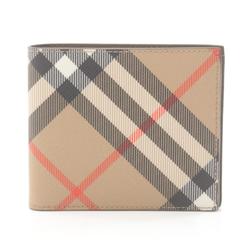 Burberry Check Bi-fold Long Wallet Coated Canvas Men's Beige Multicolor 8091926