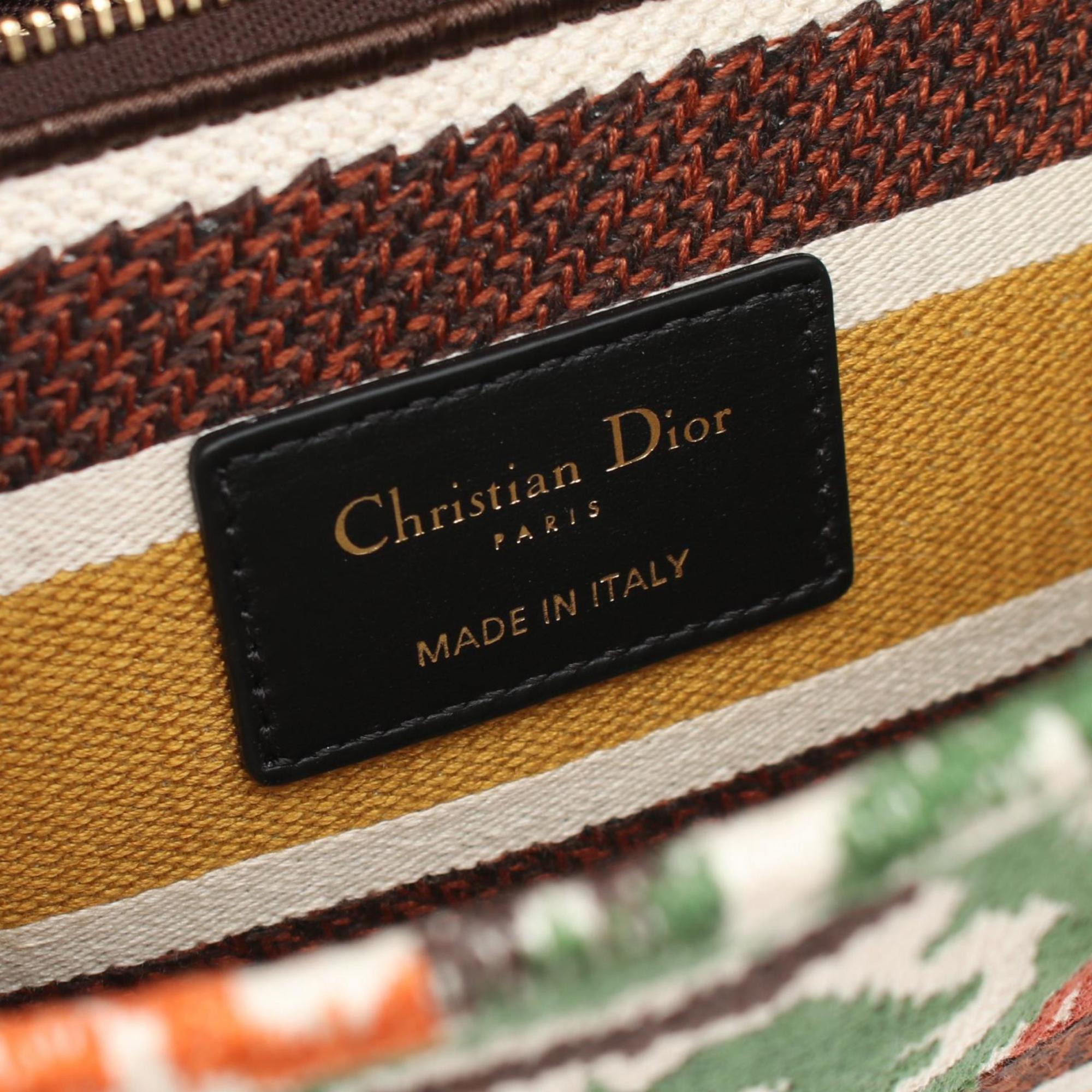 Christian Dior Dior Lady D-Lite Medium D Light Handbag Bag Canvas Women's Ivory Brown Multicolor