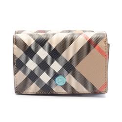 Burberry Check Tri-fold Wallet Coated Canvas Women's Brown Black Multicolor 8095291