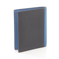 PRADA Bi-fold Wallet Saffiano Leather Men's Black Blue